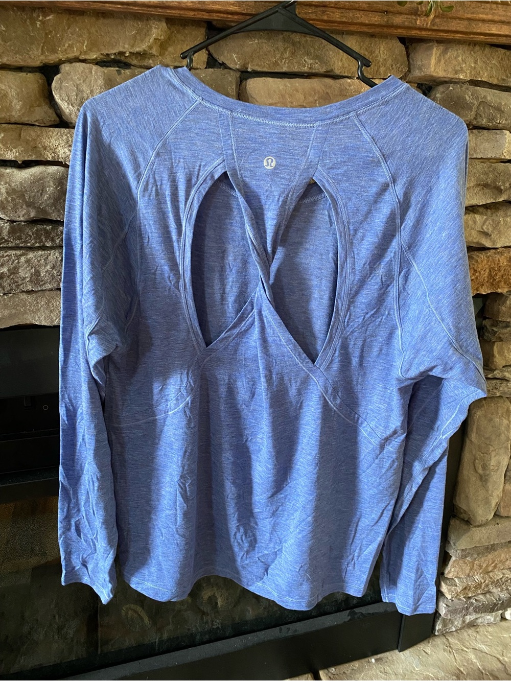 lululemon athletica Heathered Light Blue Open-Back Long Sleeve Top